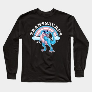 Transgender Dinosaur Transsaurus Trans Pride LGBT Pride Flag Long Sleeve T-Shirt